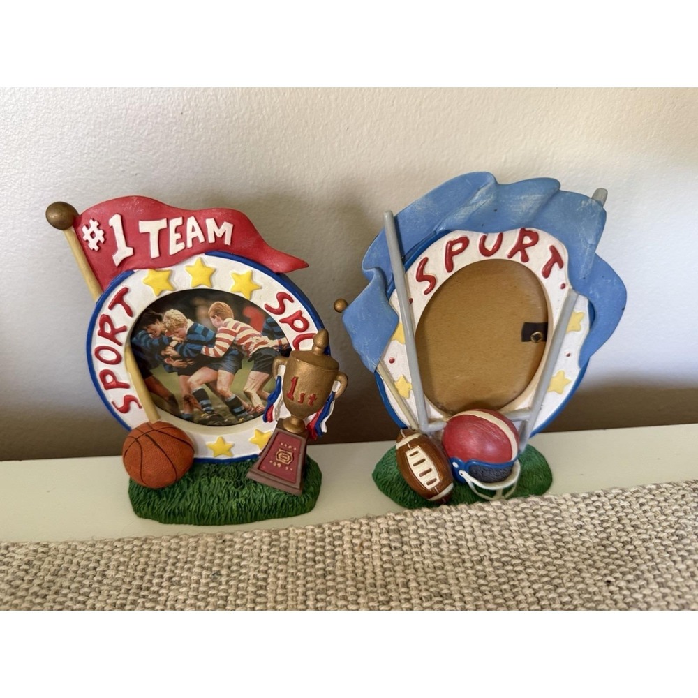 2 Vintage 90's Sports Picture Frames  Football, Basketball
